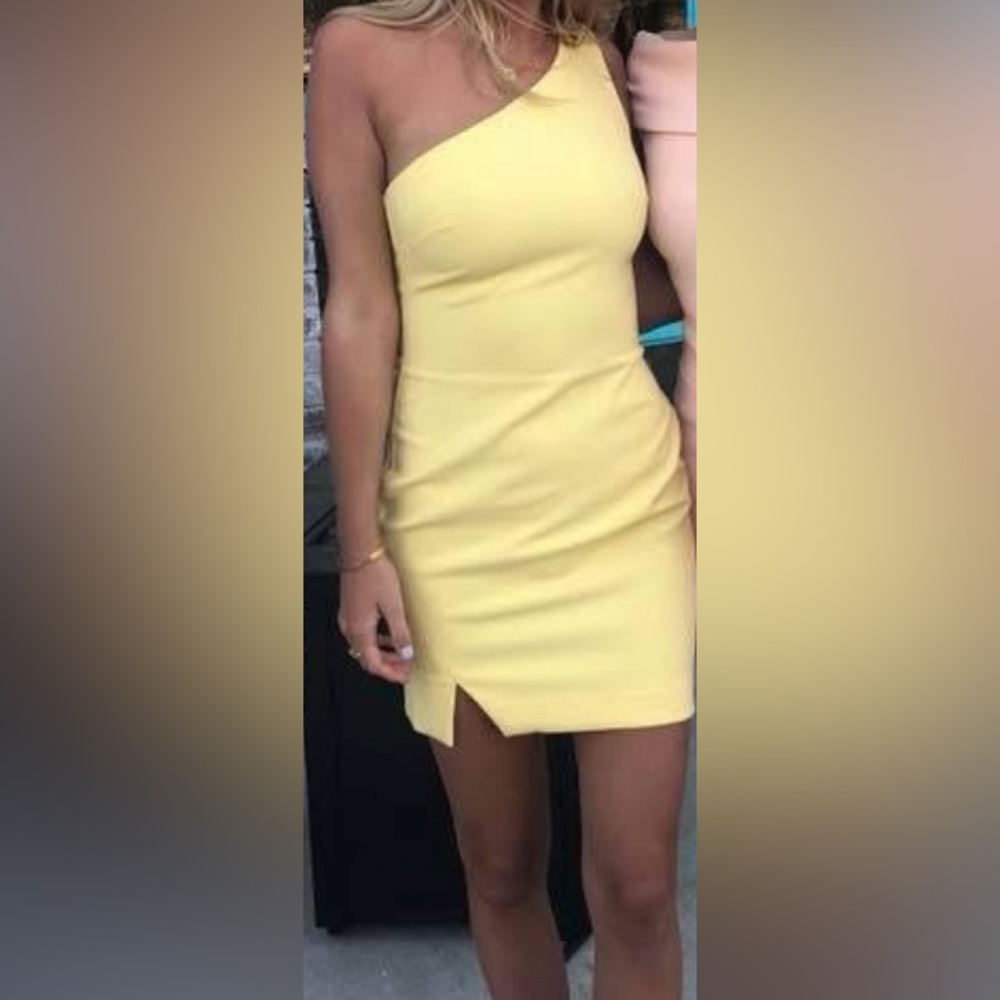 Likely One-Shoulder Yellow Mini Dress